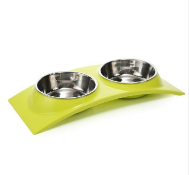 HKM-502675 Detachable Stainless Steel and PP Resin Dog and Cat Feeding Bowls in Pink, Blue, and Yellow