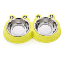 HKM-502675 Detachable Stainless Steel and PP Resin Dog and Cat Feeding Bowls in Pink, Blue, and Yellow