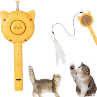 HKM-407571 Interactive 5-in-1 Cat Brush Toy with Retractable Wand and Light-Up Features