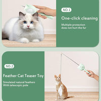 HKM-407571 Interactive 5-in-1 Cat Brush Toy with Retractable Wand and Light-Up Features