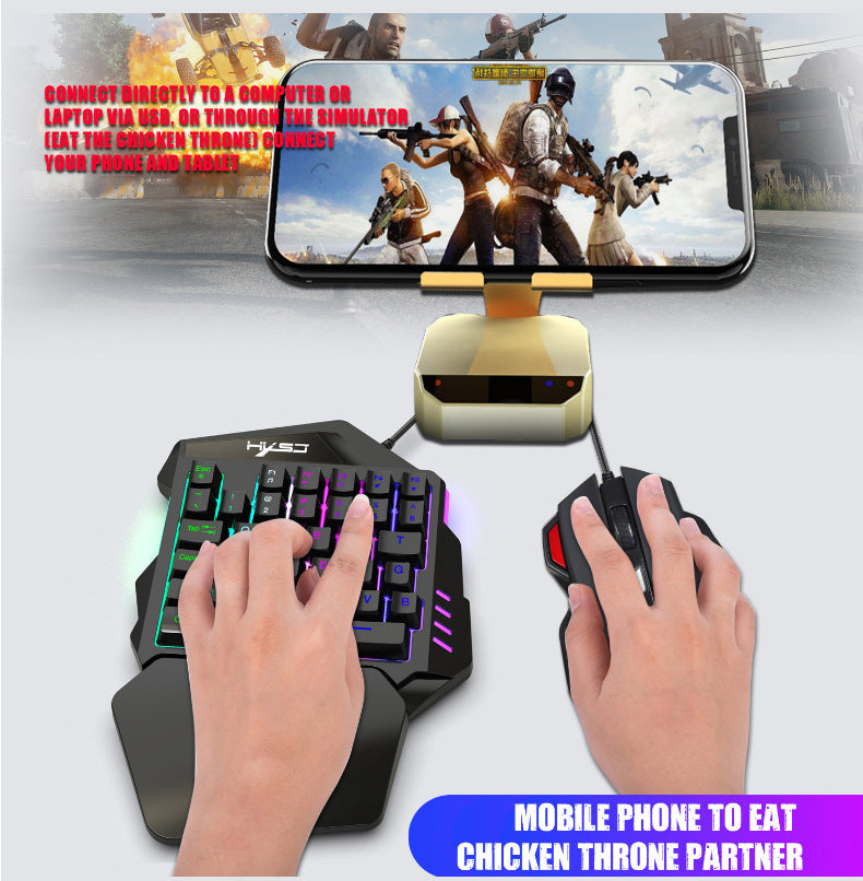 KTX-434515 Compact One-Handed Gaming Keyboard and Mouse Set - V100 Mini Portable Gaming Controller