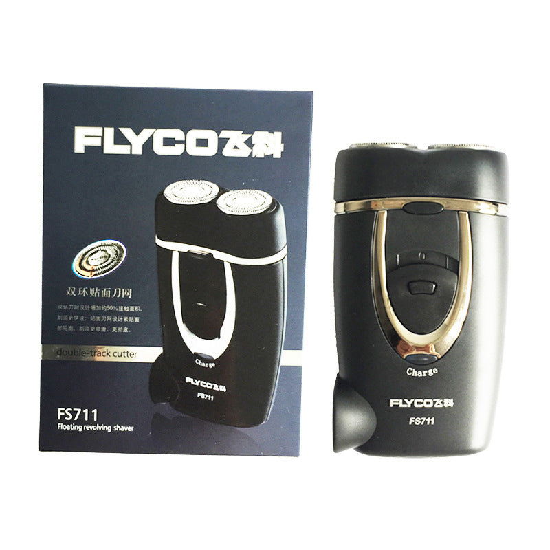 HKM-725203 Rechargeable Portable Rotary Electric Shaver with 2 Heads - No Water Cleaning Required