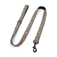 HKM-277779 Brown Leopard Print Buckle Collar and Leash Set for Dogs