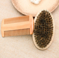 HKM-658515 Wooden Beard Care Set with Double-Sided Comb and Oval Brush