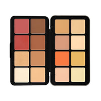 HKM-634963 12-Color Cream Blush Palette - Matte, Shimmer, and High-Gloss Finish for Neutral Skin Tones