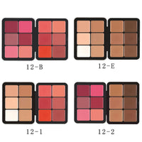 HKM-634963 12-Color Cream Blush Palette - Matte, Shimmer, and High-Gloss Finish for Neutral Skin Tones