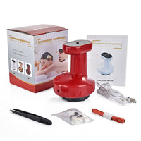 HKM-576531 Electric USB Gua Sha Scraping Massager with Cupping Function, 2-Speed Design, White/Red, Includes Accessories