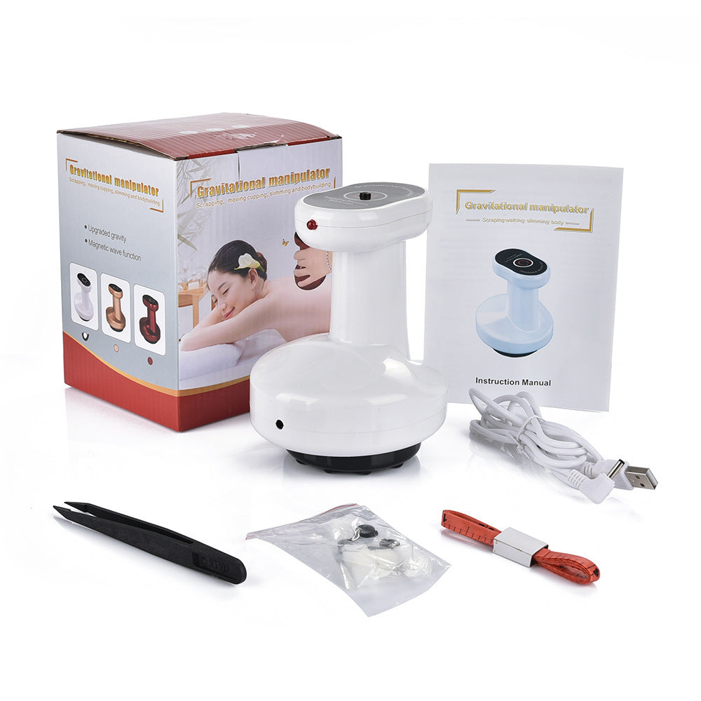 HKM-576531 Electric USB Gua Sha Scraping Massager with Cupping Function, 2-Speed Design, White/Red, Includes Accessories