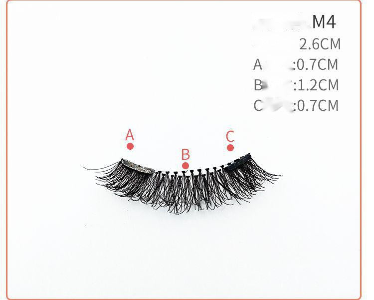 HKM-730131 Quantum Magnetic False Eyelashes - Natural Slender and Flying Thick Styles with Plastic Stalks, 2 Pairs Included