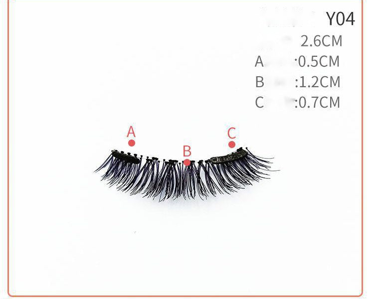 HKM-730131 Quantum Magnetic False Eyelashes - Natural Slender and Flying Thick Styles with Plastic Stalks, 2 Pairs Included
