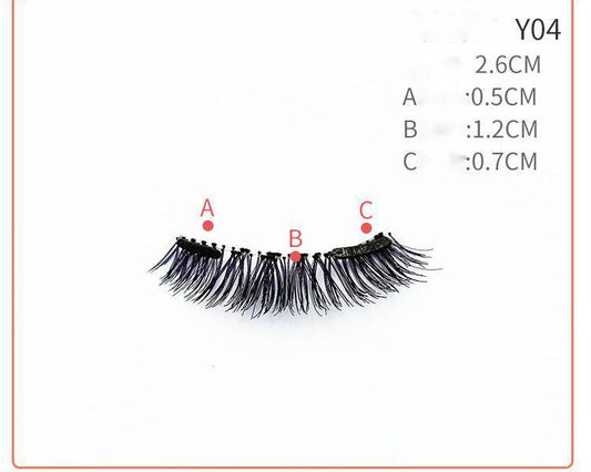 HKM-730131 Quantum Magnetic False Eyelashes - Natural Slender and Flying Thick Styles with Plastic Stalks, 2 Pairs Included