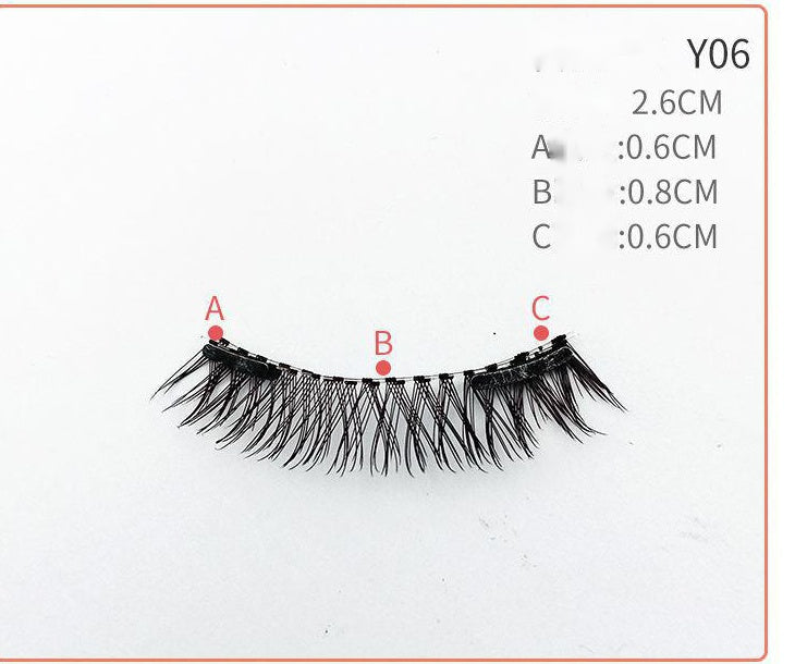 HKM-730131 Quantum Magnetic False Eyelashes - Natural Slender and Flying Thick Styles with Plastic Stalks, 2 Pairs Included