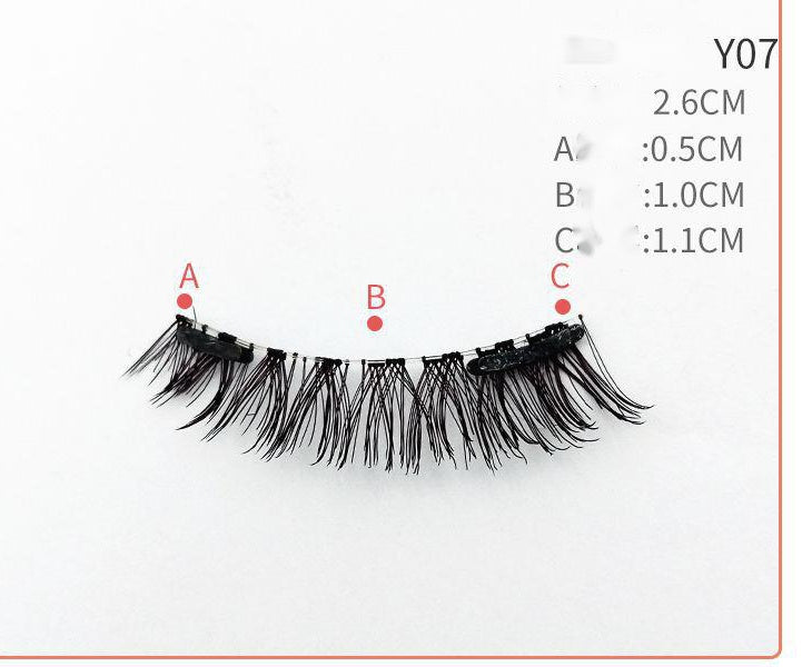 HKM-730131 Quantum Magnetic False Eyelashes - Natural Slender and Flying Thick Styles with Plastic Stalks, 2 Pairs Included