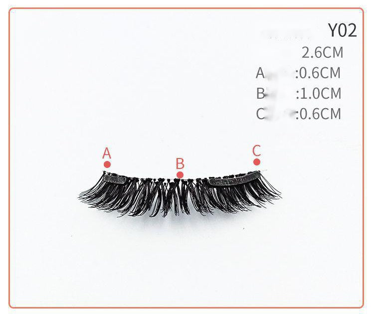 HKM-730131 Quantum Magnetic False Eyelashes - Natural Slender and Flying Thick Styles with Plastic Stalks, 2 Pairs Included