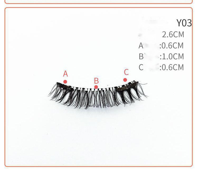 HKM-730131 Quantum Magnetic False Eyelashes - Natural Slender and Flying Thick Styles with Plastic Stalks, 2 Pairs Included
