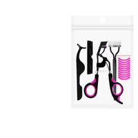 HKM-601043 Semi-Arc Eyelash Curler with Steel Comb and Eyebrow Grooming Set - 5-Piece Carbon Steel Tool Kit