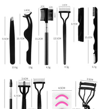 HKM-601043 Semi-Arc Eyelash Curler with Steel Comb and Eyebrow Grooming Set - 5-Piece Carbon Steel Tool Kit