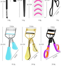 HKM-601043 Semi-Arc Eyelash Curler with Steel Comb and Eyebrow Grooming Set - 5-Piece Carbon Steel Tool Kit