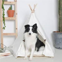HKM-744723 Wooden Cat Kennel with Canvas Pad - Cozy Nest for Small Pets, Available in Multiple Sizes