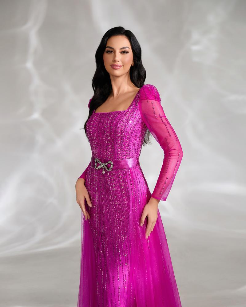 HKM-184595 Elegant Purple Evening Gown for Women - Model EZ25039