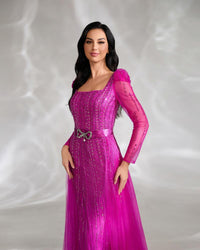 HKM-184595 Elegant Purple Evening Gown for Women - Model EZ25039