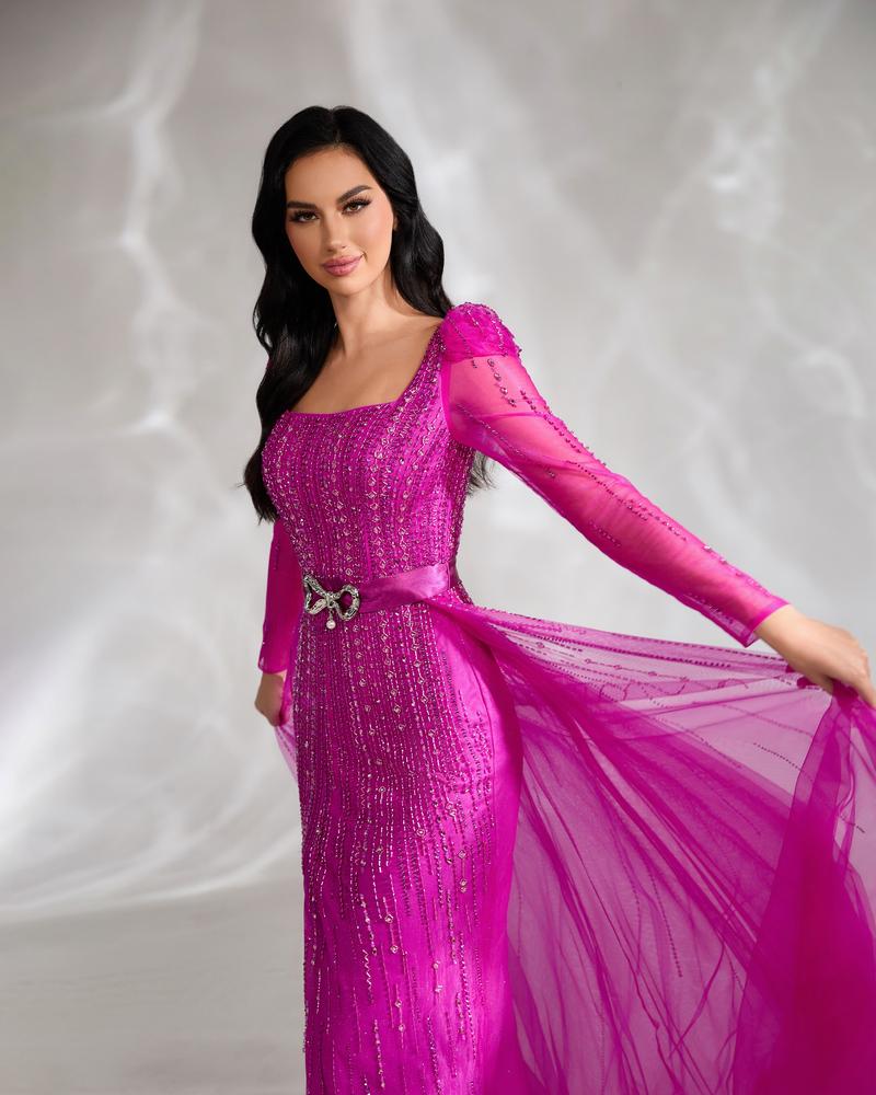 HKM-184595 Elegant Purple Evening Gown for Women - Model EZ25039