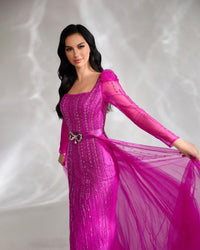 HKM-184595 Elegant Purple Evening Gown for Women - Model EZ25039