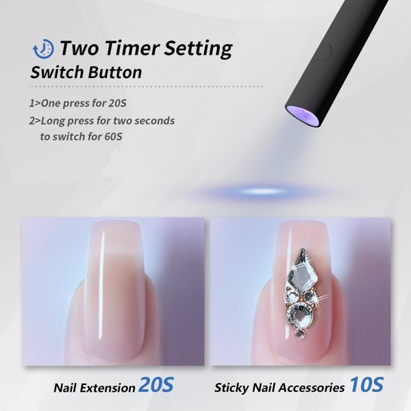 HKM-295187 Portable Handheld UV LED Nail Dryer with Adjustable Stand and USB Rechargeable Design