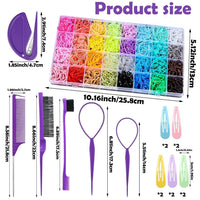 HKM-102291 Colorful Hair Rubber Bands Set with Hair Styling Tools – 2000 Elastic Hair Ties, 32 Colors, Includes Hair Elastic Cutter and Accessories
