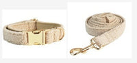 HKM-881939 Minimalist Cream Pet Collar and Harness Set with Leash and Bow for Dogs