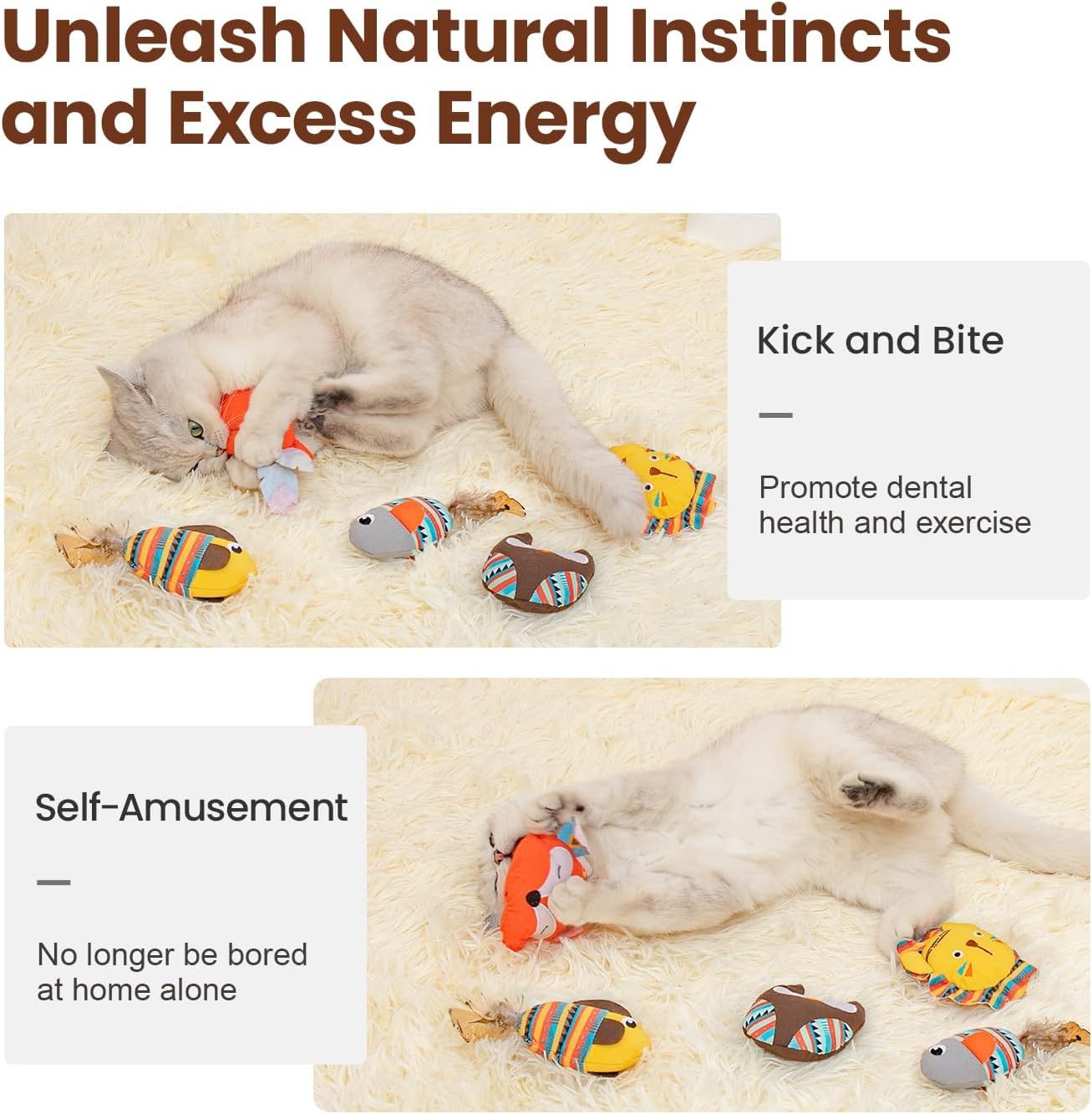 HKM-304275 Durable Catnip Jungle Animal Toys - Interactive Bite-Resistant Kicker Toys for Indoor Cats