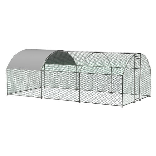 HKM-874643 Large Outdoor Metal Chicken Coop with Waterproof UV Cover and Walk-In Design