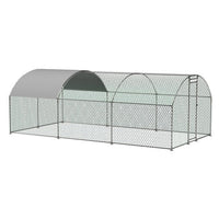 HKM-874643 Large Outdoor Metal Chicken Coop with Waterproof UV Cover and Walk-In Design