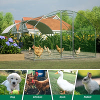 HKM-874643 Large Outdoor Metal Chicken Coop with Waterproof UV Cover and Walk-In Design