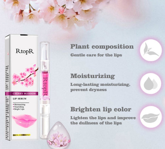 HKM-219347 Cherry Blossom Lip Serum with Natural Extracts for Hydration and Nourishment, 0.1 fl. oz / 3ml