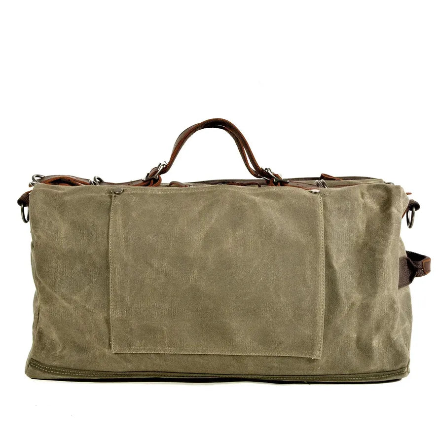 HKM-351763 Vintage Leather and Canvas Weekend Duffle Bag for Men
