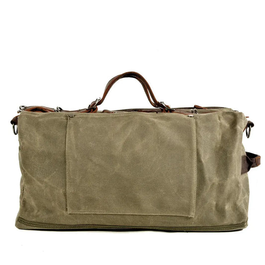 HKM-351763 Vintage Leather and Canvas Weekend Duffle Bag for Men