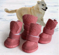 HKM-099987 Lambskin Winter Dog Boots - 4 Piece Set for Small to Extra Large Dogs