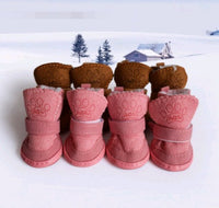 HKM-099987 Lambskin Winter Dog Boots - 4 Piece Set for Small to Extra Large Dogs