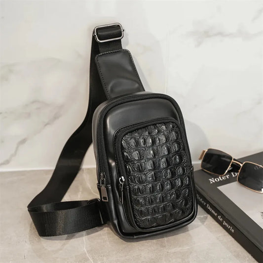 HKM-517203 Casual Crossbody Chest Bag in Ranger Tan Waxed Canvas and Leather Accents