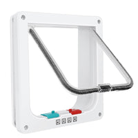 HKM-528851 Cat Door for Windows and Sliding Doors - Weatherproof Pet Flap with Lock and 4 Access Modes for Small Dogs and Cats
