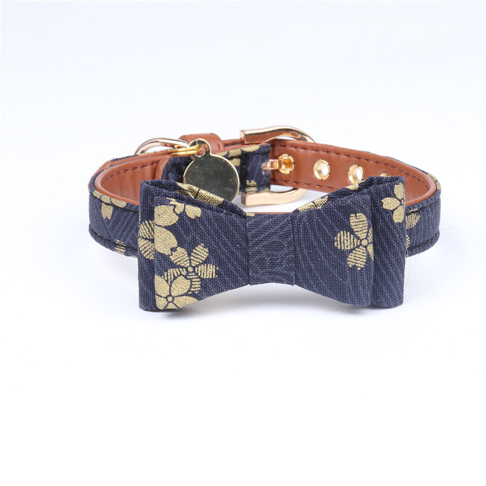 HKM-093203 Japanese Style Bronzing Pet Collar for Dogs - Adjustable PU Material in Multiple Colors