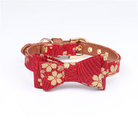 HKM-093203 Japanese Style Bronzing Pet Collar for Dogs - Adjustable PU Material in Multiple Colors