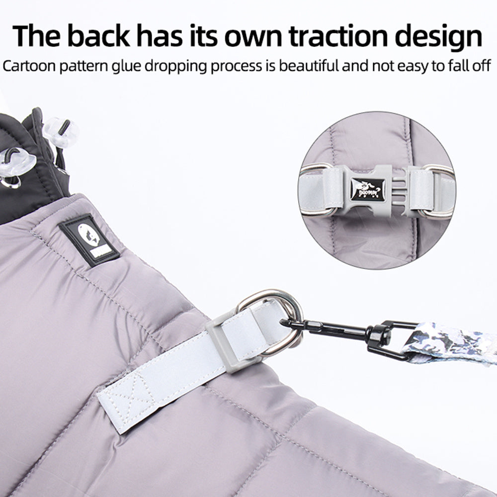 HKM-410707 Winter Thickened Dog Clothing - Casual Four-Legged Outfit in Multiple Colors with Reflective Rope Options
