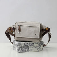 HKM-205331 Retro Canvas Waist Bag Waterproof Cotton Chest Bag for Men