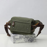 HKM-205331 Retro Canvas Waist Bag Waterproof Cotton Chest Bag for Men