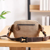 HKM-205331 Retro Canvas Waist Bag Waterproof Cotton Chest Bag for Men