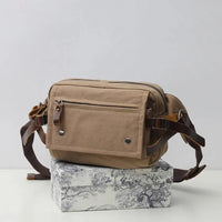 HKM-205331 Retro Canvas Waist Bag Waterproof Cotton Chest Bag for Men