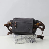 HKM-205331 Retro Canvas Waist Bag Waterproof Cotton Chest Bag for Men