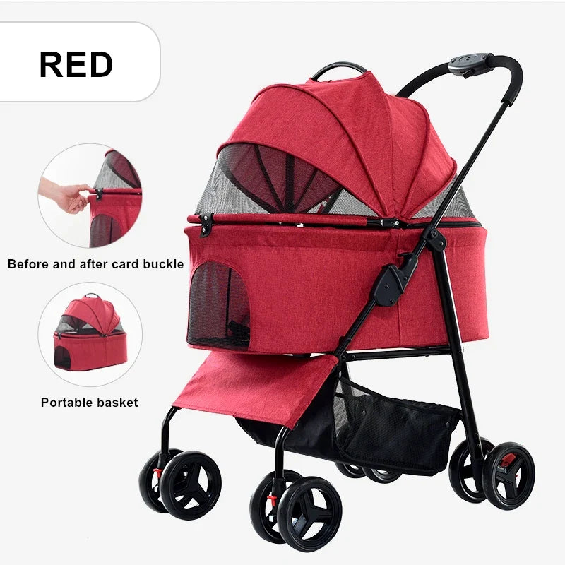 JMT-715338 Folding Pet Stroller for Cats and Dogs - Lightweight & Convenient Travel Carrier